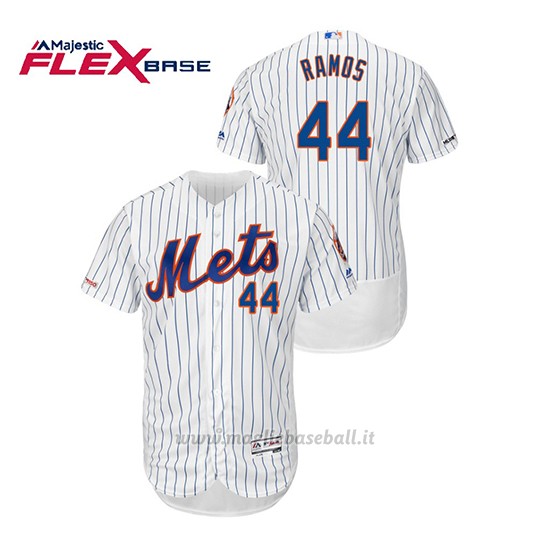 Maglia Baseball Uomo New York Mets A.j. Ramos 150th Aniversario Patch Autentico Flex Base Bianco